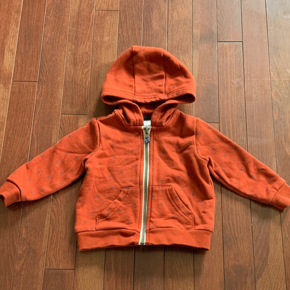🍊5/$25 Carter's Rusty Orange Kids Hoodie size 12m